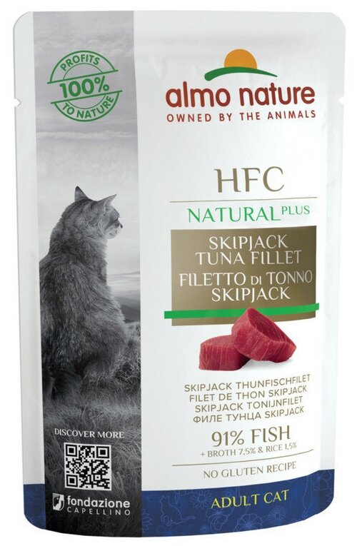 Влажный корм для кошек Almo Nature HFC Natural Plus c полосатым тунцом (кусочки в соусе)