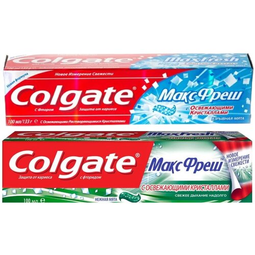 Набор зубных паст Colgate макс фреш Взрывная мята 100 мл. + Нежная мята 100 мл.