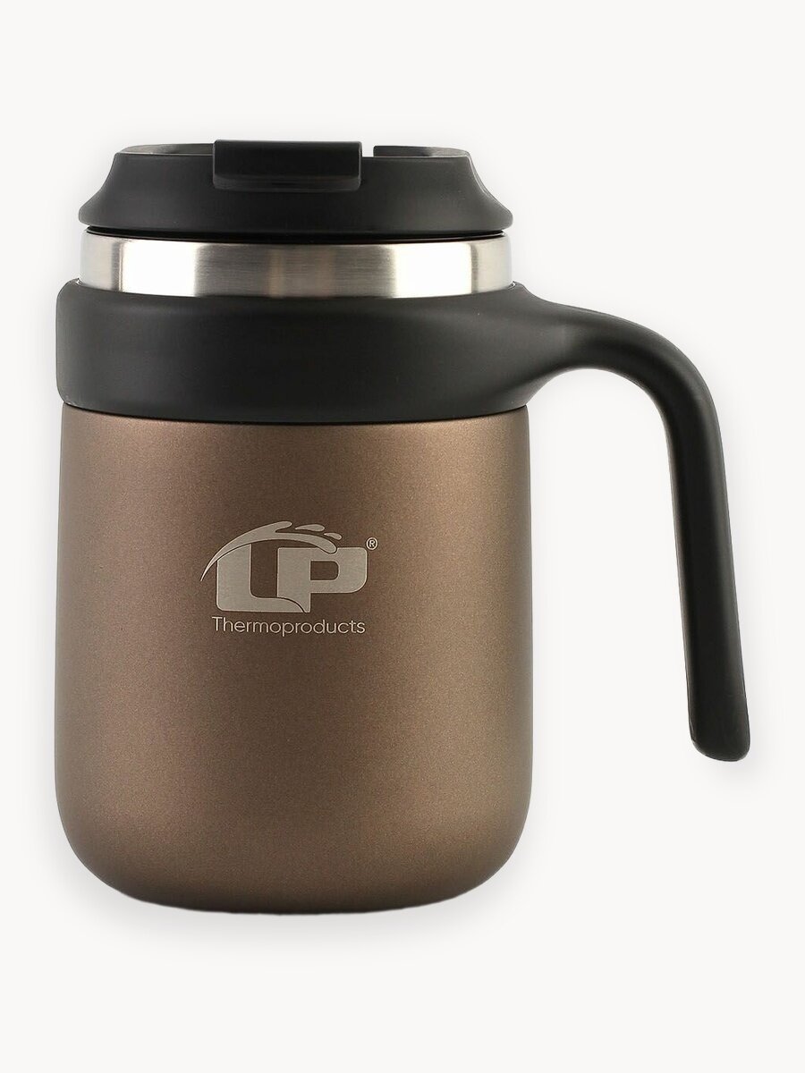 Термокружка 0,5л стальная с ручкой LP Престиж бежевый металлик