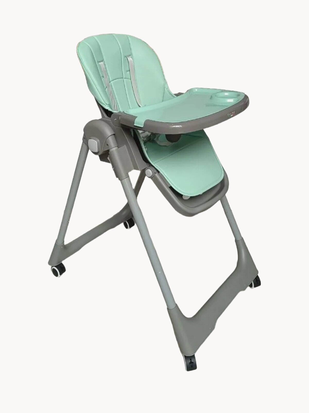Стульчик для кормления ребенка Bella Baby складной серый на колесах с чехлом из экокожи