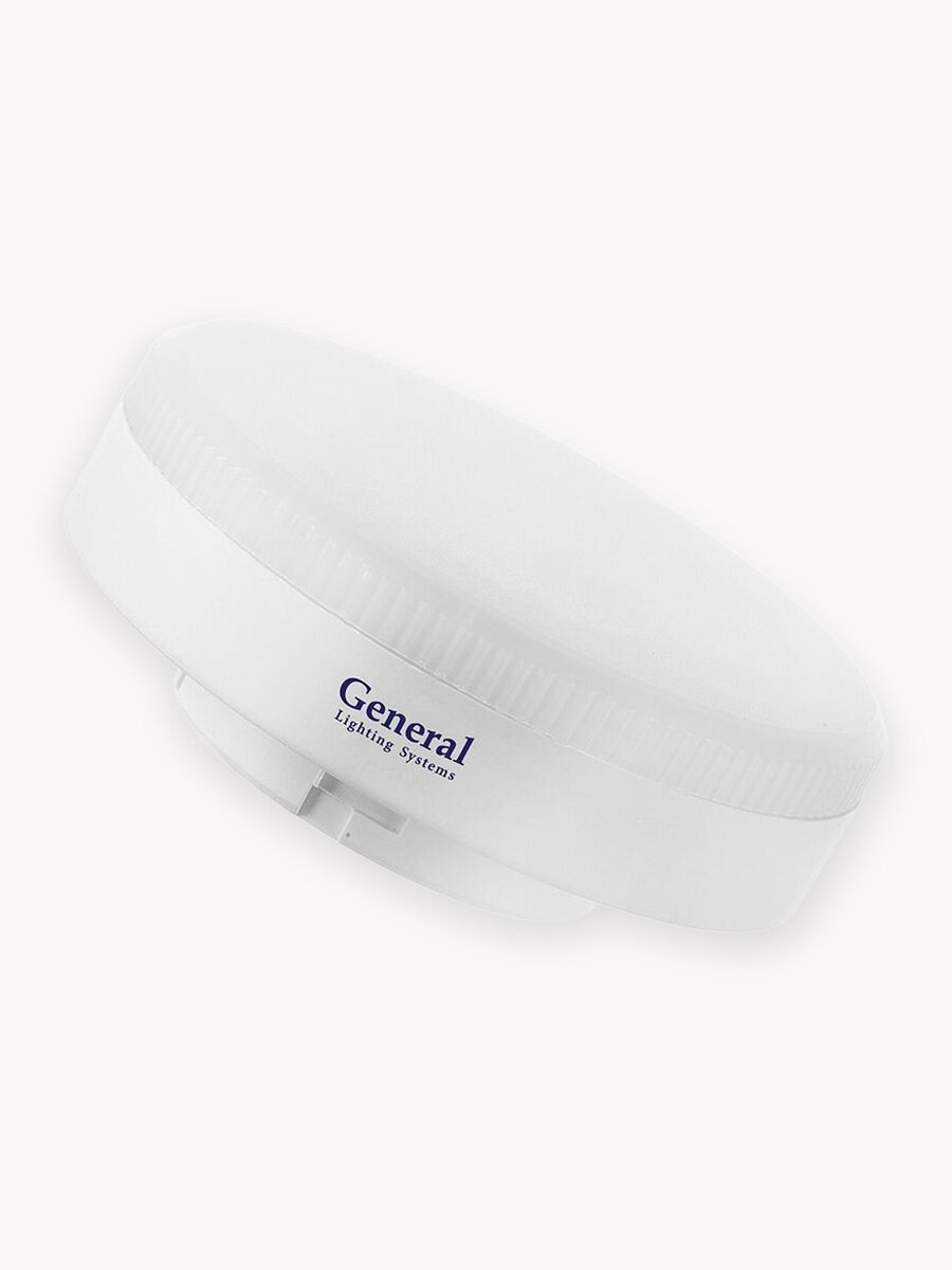 Лампочка светодиодная GX53: набор 4 штуки, надежный световой поток 480 лм. энергоэффективн. 10 Вт. дневной белый 4500К General таблетка-лампа с матовым рассеивателем, Напрямую у производителя