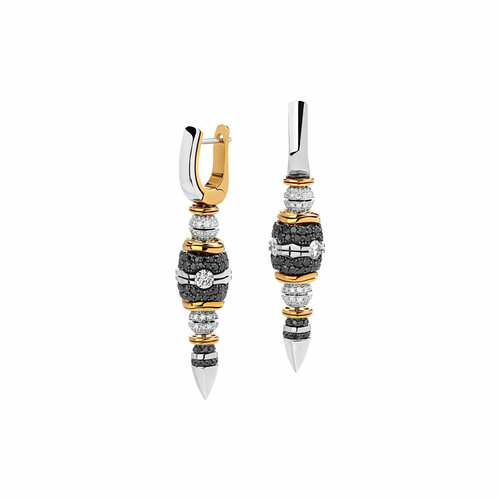 Серьги Эстет 01С683974L, комбинированное золото, 750 проба, бриллиант
