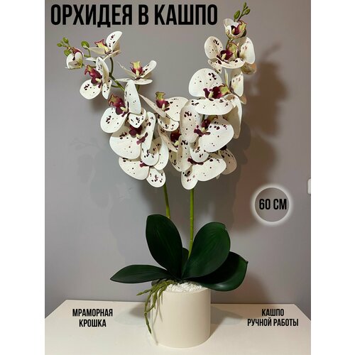Искусственное растение орхидея в кашпо 2 ветки