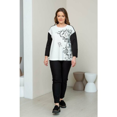 Джемпер, размер 56/58, белый, черный