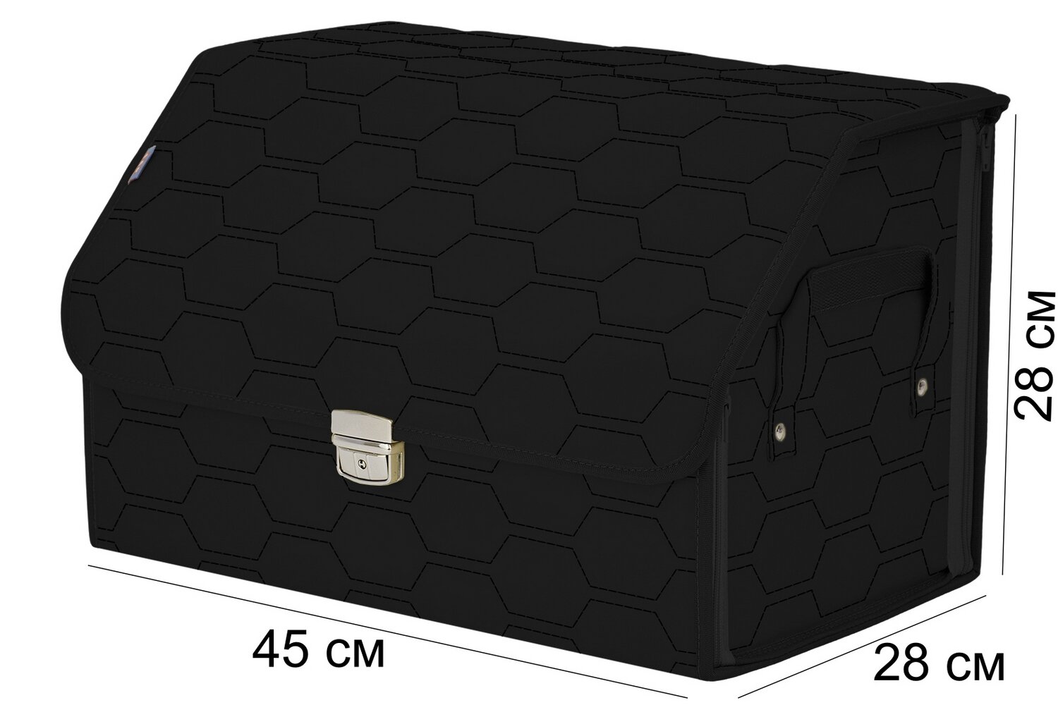 Органайзер-саквояж в багажник "Союз Премиум" (размер L). Цвет: черный с черной прострочкой Соты.