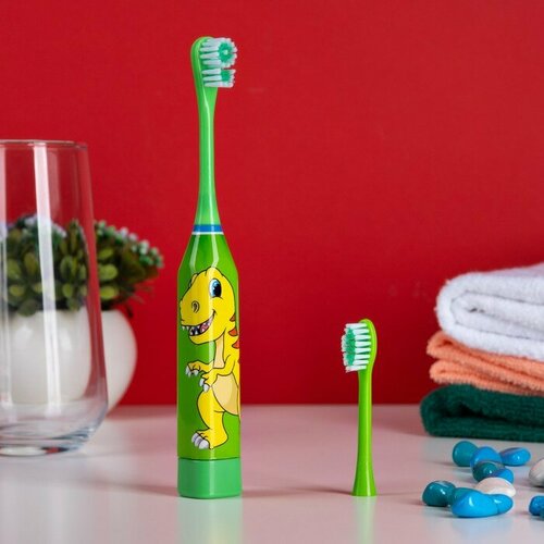 Детская электрическая зубная щетка Luazon LP-008 вибр 31000 двмин 2 насадки 1хАА зел 451₽
