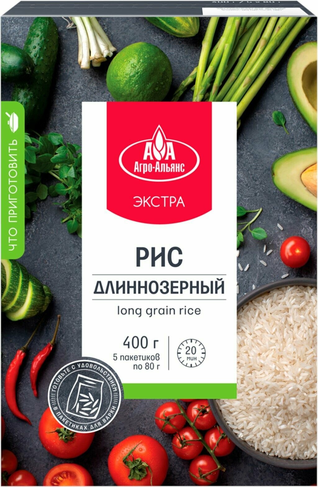 Рис длиннозерный агро-альянс Тайский классический, 400 г - 5 шт.