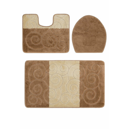 Комплект ковриков для ванной 60*100; 50*60; 47*50 см Confetti Bath Maximus Sile 2546 Light Brown BQF бежевый