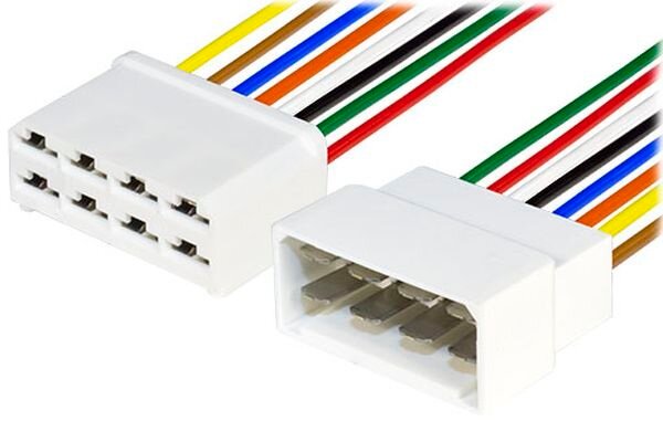 фото Колодка (разъем) на 8 клемм 6,3мм (в сборе с проводом 0,75мм кв.) (мама+папа)