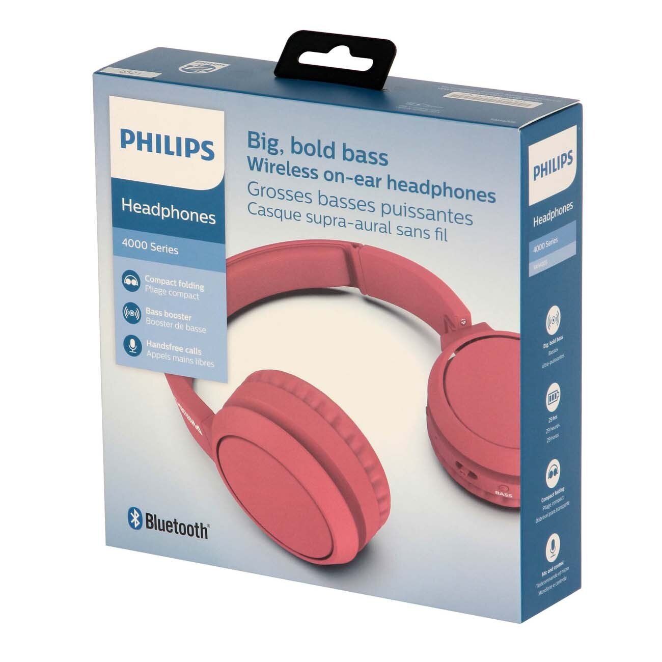 Гарнитуры Philips Bluetooth наушники с микрофоном Philips TAH4205RD, беспроводная полноразмерная гарнитура, красная