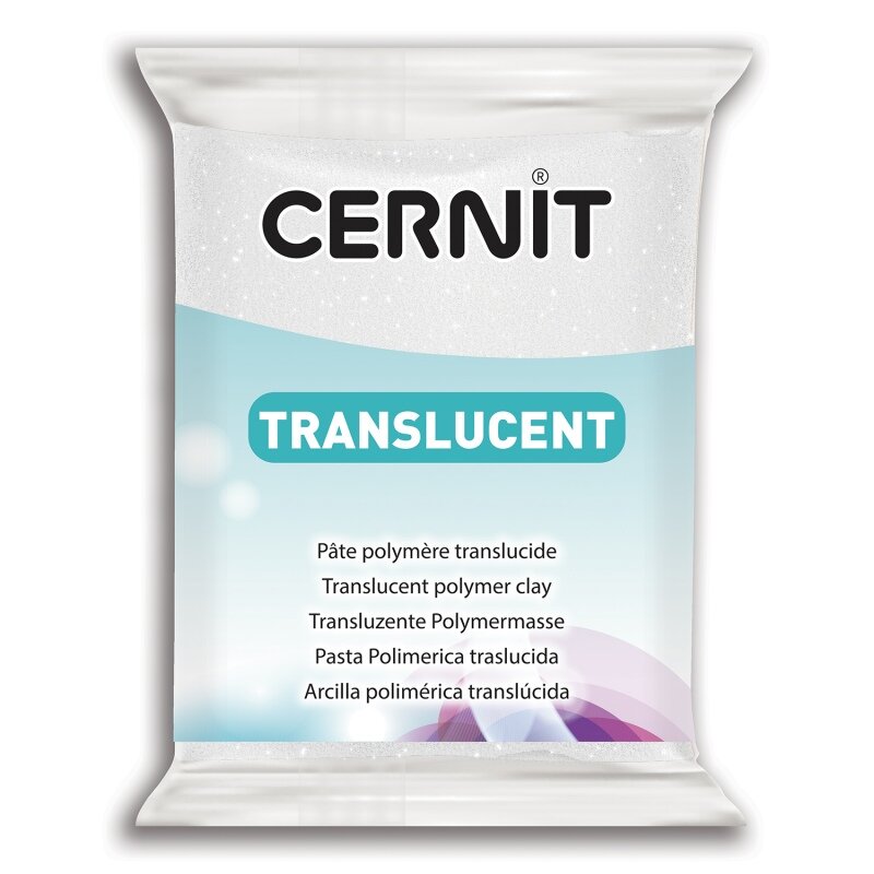 Пластика полимерная запекаемая 'Cernit 'TRANSLUCENT' прозрачная, 56 г (010 белый с блестками)