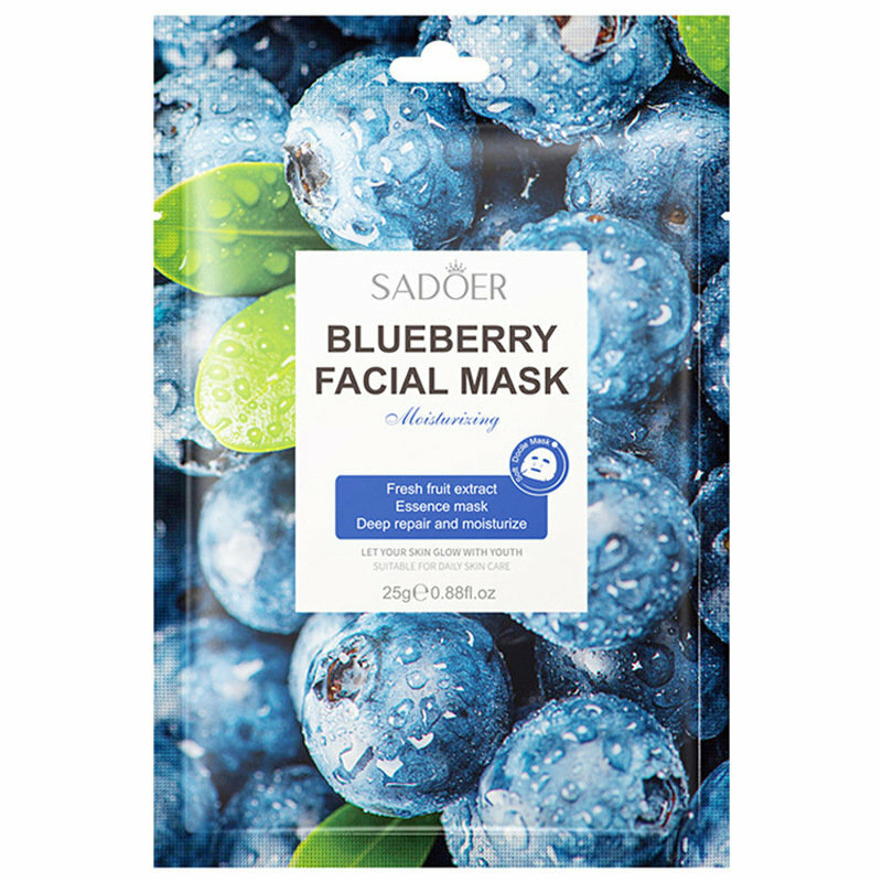 Sadoer Увлажняющая тканевая маска для лица с экстрактом черники Blueberry Facial Mask, 25г