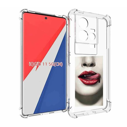 Чехол MyPads губы-вампирши для Vivo iQOO 11 задняя-панель-накладка-бампер
