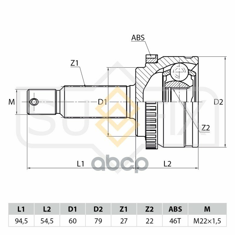 Шрус Наружный | Перед Прав/Лев | SUFIX арт. ST1068