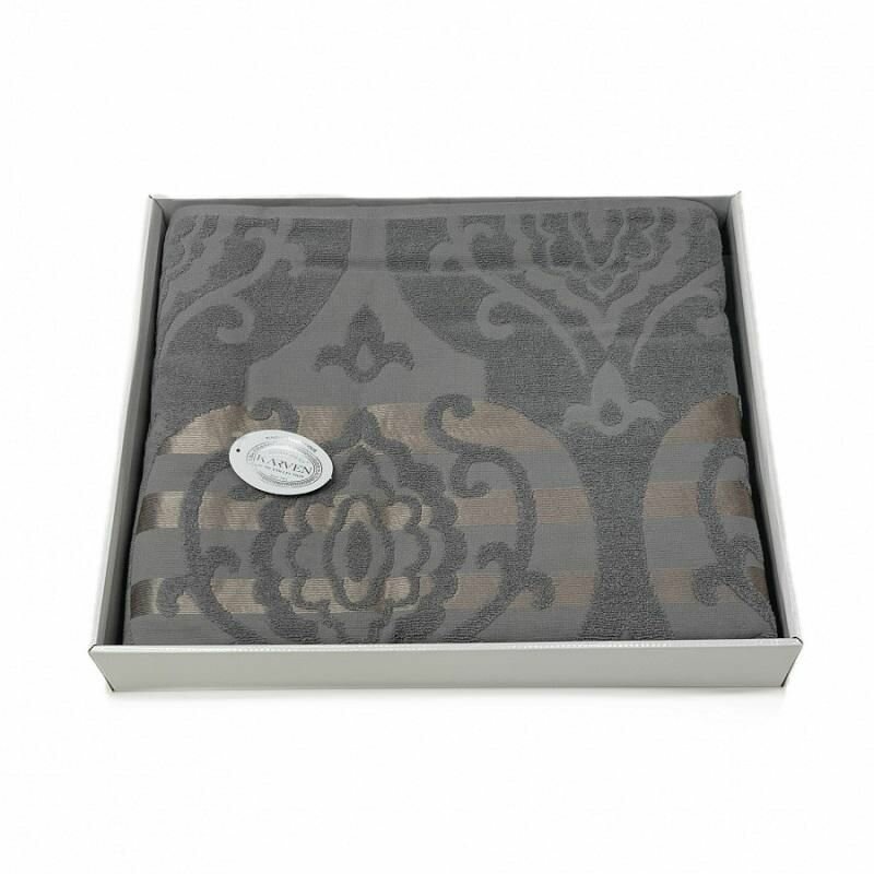 фото Плед из хлопка махровый KARVEN P962 CORNELY V8 темно-серый 160х220