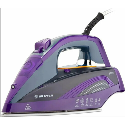 Утюг BRAYER 2600 Вт керамич автоотключ Пар 140 гм One temp антикапля спрей самоот BR4001 632300₽