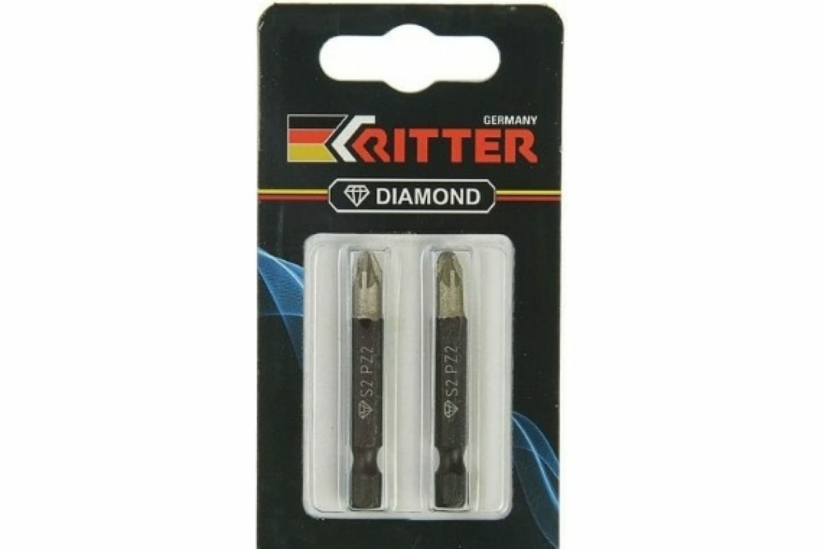 Бита Ritter Diamond(PS20122055) PZ 2x50 мм магнитная (алмазное покрытие сталь S2) (2 шт. в блистерной упаковке)