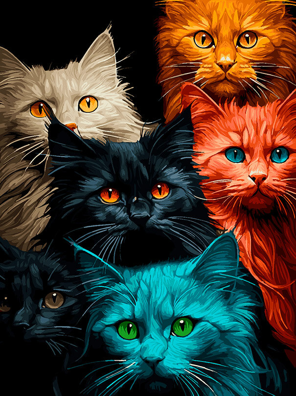 Картина по номерам Дикая Вишня "Котовасия" 1117-AS, холст, на подрамнике, 30x40 см