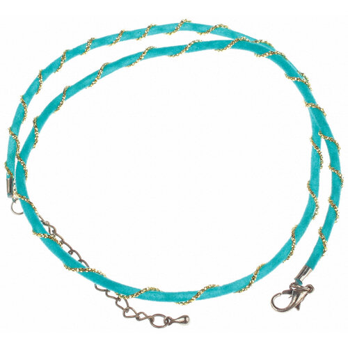 Шнур комбинированный ZLATKA с лентой с замком бирюзовыйзолото 45см 5шт 200₽