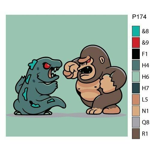 Детская картина по номерам P174 Годзилла против Конга 30x30 детская картина по номерам p131 годзилла 30x30