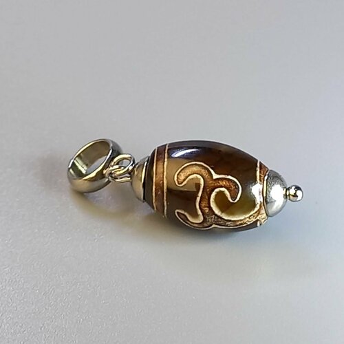 фото Подвеска, халцедон, коричневый, серебряный нет бренда