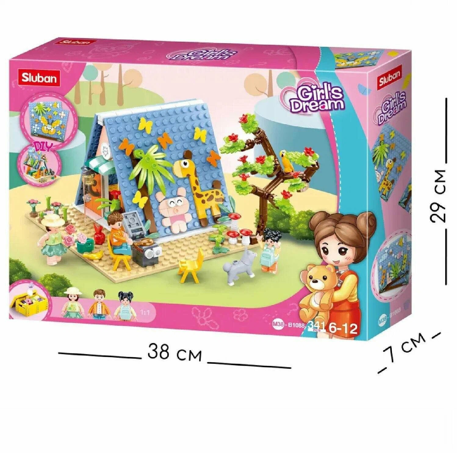 Конструктор Sluban серия Розовая мечта Уютный домик 341 дет. M38-B1088