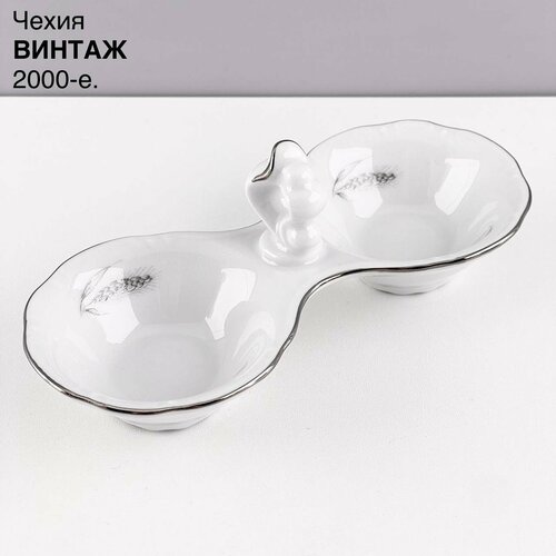 Винтажная солонка Серебряные колосья Фарфор Thun рельеф Чехия 2000-е 1500₽