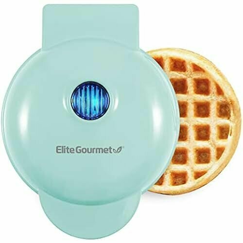 Мини-электрическая вафельница Elite Gourmet EWM015M с антипригарным покрытием бельгийские вафли компактный дизайн оладьи кето закуски сэндвич яйца легко чистятся мята 732900₽