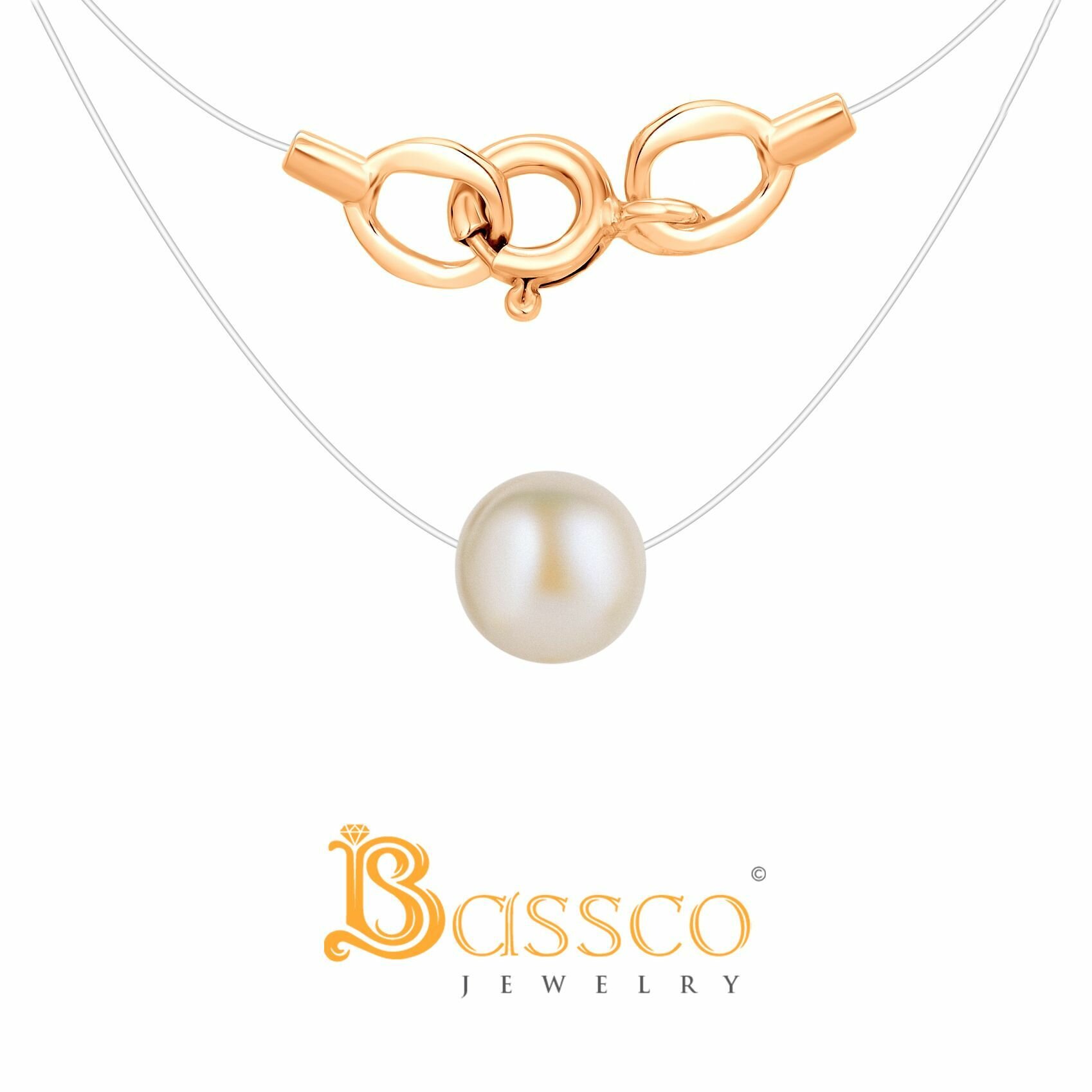 Колье Bassco, красное золото, 585 проба, жемчуг