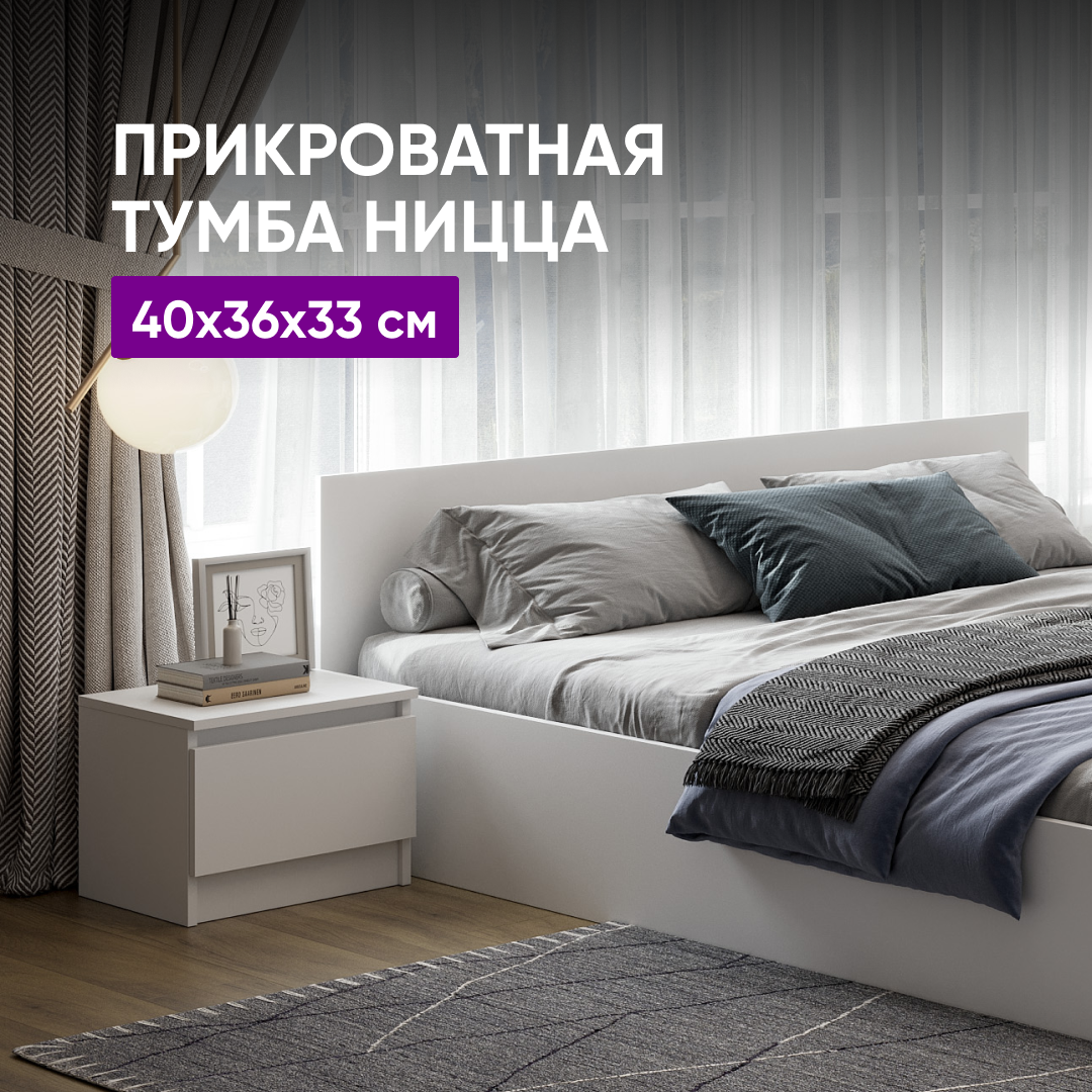 Тумба прикроватная ницца НЦ.12 40х36х33 белый