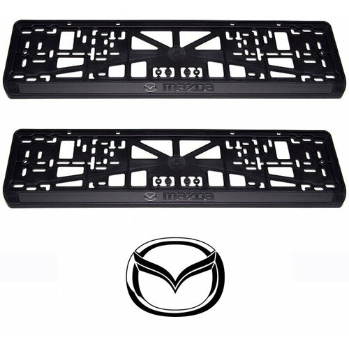 Рамки номерного знака Mazda, пластиковые, комплект: 2 рамки, 4 хромированных самореза