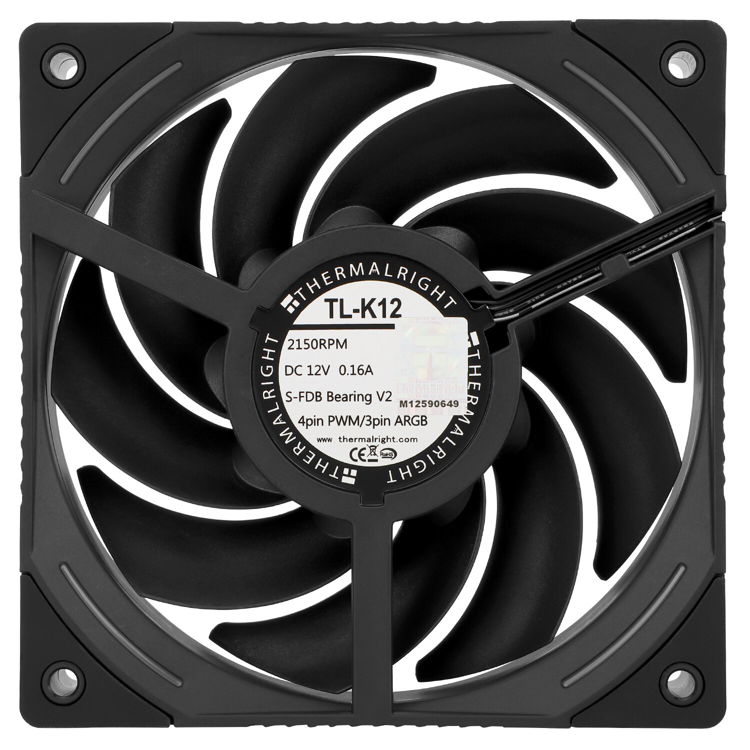 Вентилятор для корпуса Thermalright 120x120x25 мм, 2150rpm, 69CFM, 27dBA, 4-pin PWM - фото №2