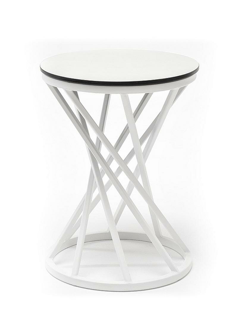 фото Стол журнальный 4SIS "Сантьяго" журнальный стол из HPL круглый Ø40 H55, каркас из стали белый, цвет столешницы "молочный" арт. RC013-D40-SAN