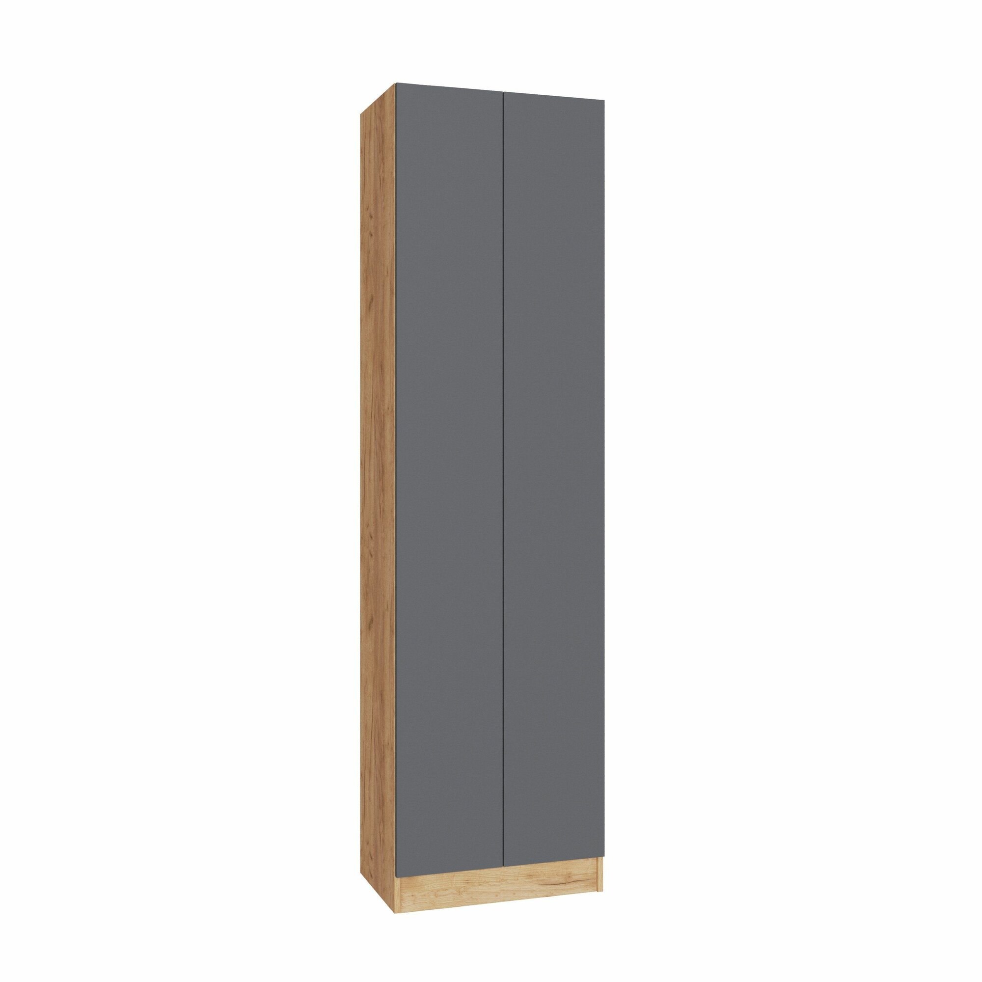 Шкаф платяной Руэлла дуб крафт золотой/графит серый, ЛДСП, с штангой , полками, для прихожей, спальни, дома , 2200х600х400 тэкс