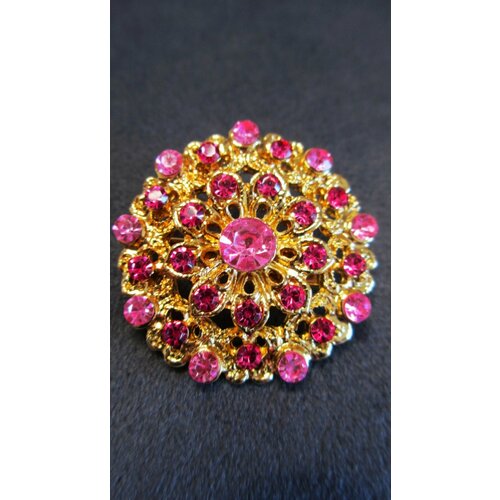 Брошь, стразы, 1 шт., розовый