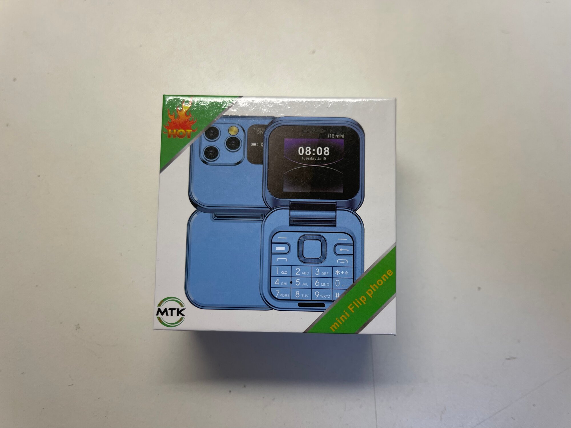 Кнопочная раскладушка i16 PRO MINI, 2сим, 500mAh, зеленый — фото 1