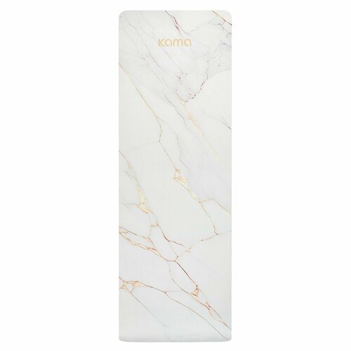 Коврик для йоги и фитнеса Kama 6 мм нескользящий TPE микрофибра белый мрамор 2316₽
