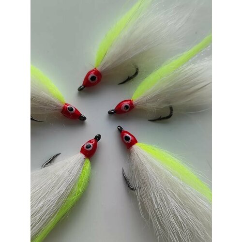 Стример на жереха на одинарном крючке шартрез - 5 шт.