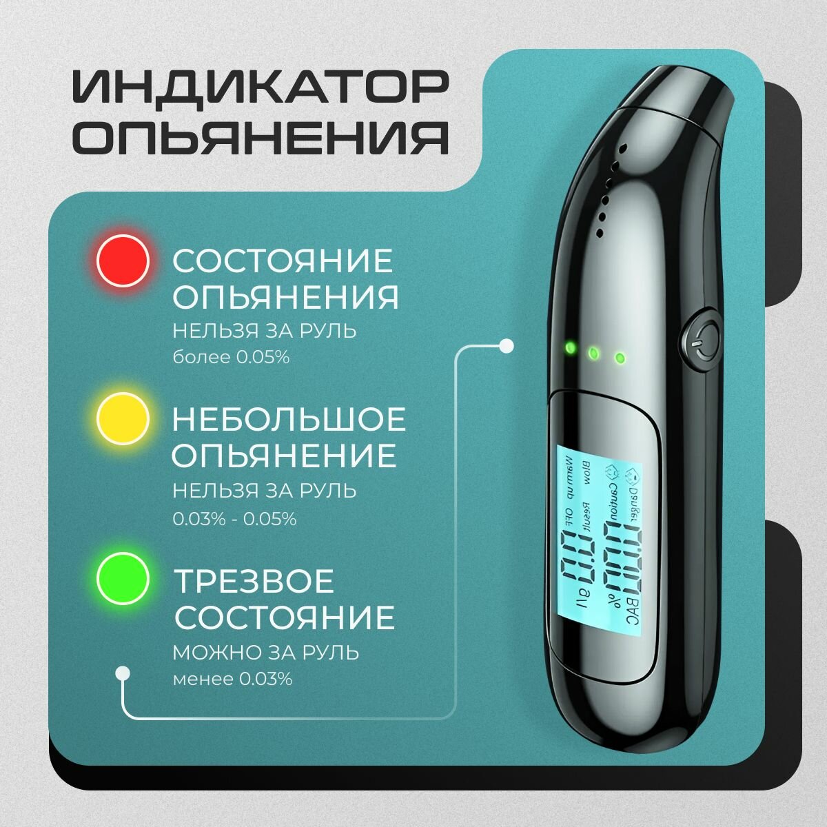 Аксессуары Для Алкотестеров Высокоточный тестер на алкоголь для водителей, измерение за 5 секунд, погрешность 1%, прочный корпус, удобный интерфейс