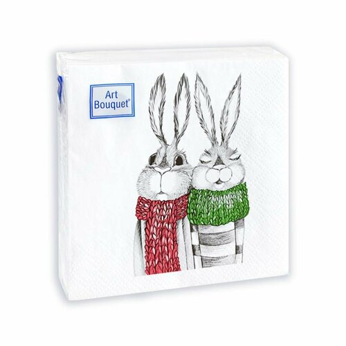 Салфетки бумажные ART BOUQUET 30шт 2слоя Кролики 2020 см 94₽