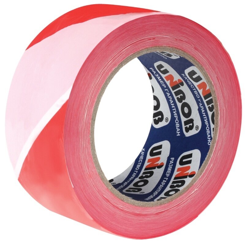 Клейкая лента UNIBOB сигнальная 70 мм 150 м красно-белая (45247)