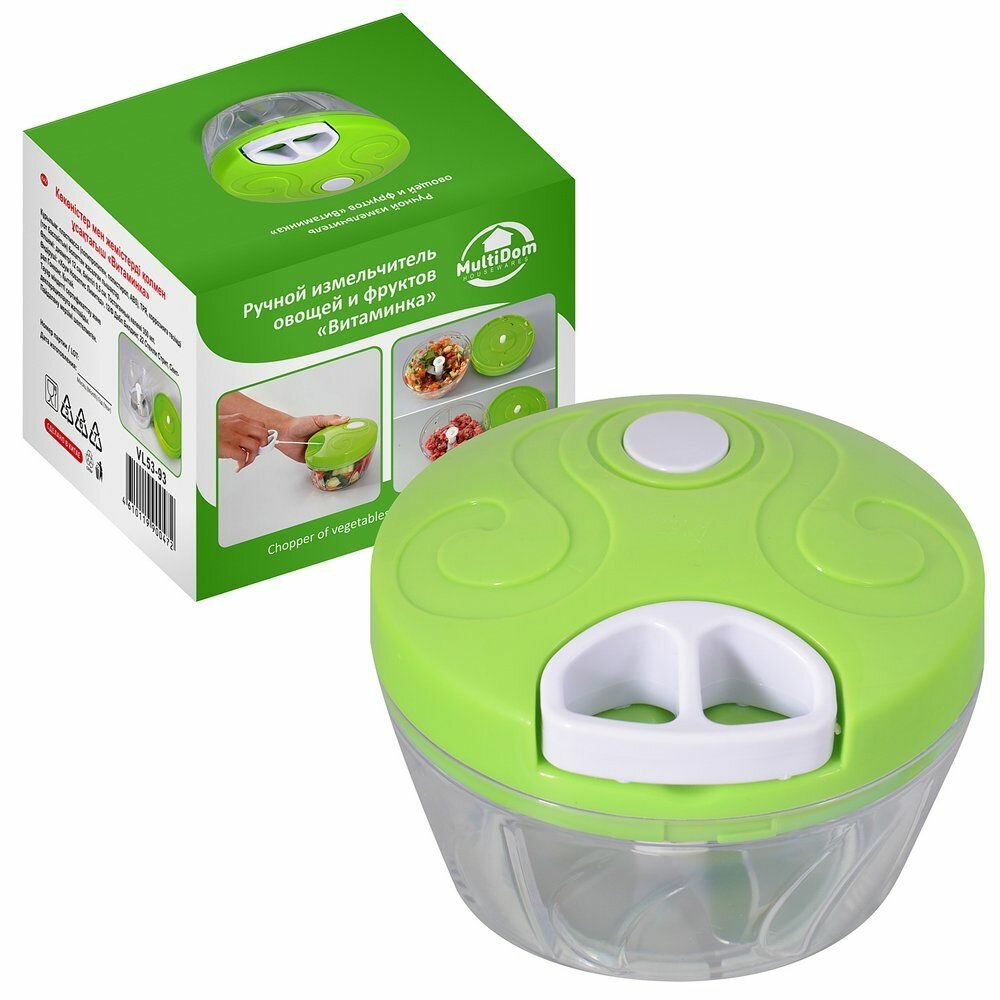 Измельчитель продуктов Мультидом "Витаминка", ручной, для овощей и фруктов, 12х9,5 см, 350 мл (VL53-93)