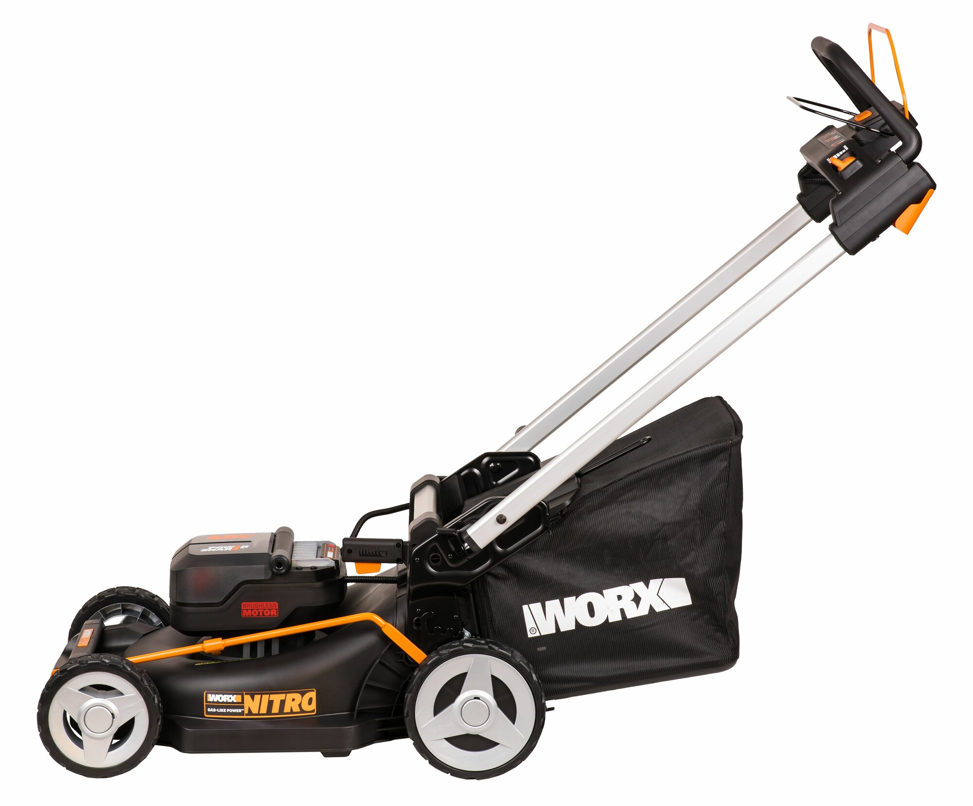 Газонокосилки Аккумуляторные Газонокосилка аккумуляторная самоходная WORX WG749E 46 см, бесщеточная, 40В, 4Ач х2, ЗУ 2А х2, коробка