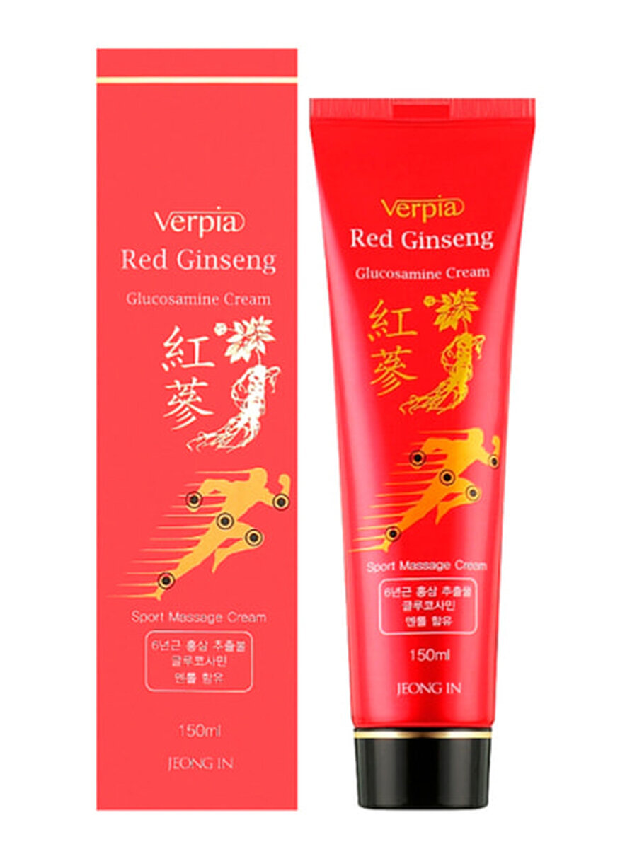 Juno Массажный крем для суставов с красным женьшенем и глюкозамином / Verpia Jeong In Red Ginseng Glucosamine Cream, 150 мл