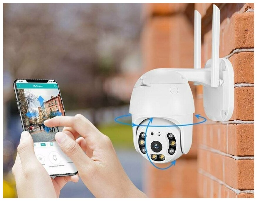 Уличная беспроводная камера наблюдения WiFi smart camera 2MP - Новинка 2021 г. / Уличная ip-камера видеонаблюдения WiFi (C блоком питания) Smart camera