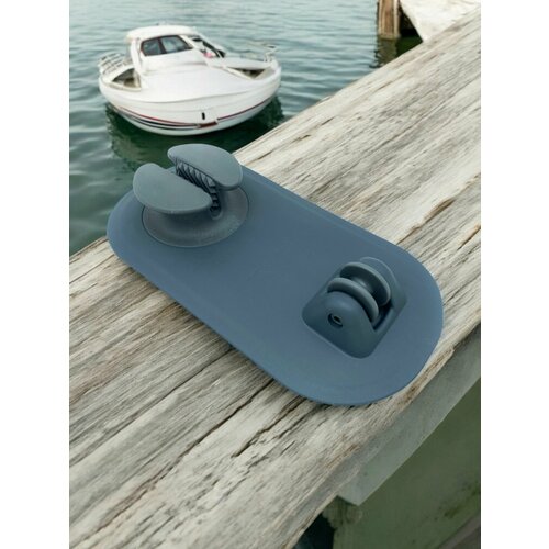 Якорный рым с роликом (роульсом) для лодки ПВХ, для фала/шнура диаметром 5-8 мм (серый)