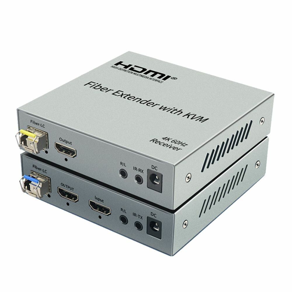 HDMI KVM-удлинитель (extender) до 20 км по оптике HDMI+USB 4K/60Hz IR RS232 (ORIENT VE067F)