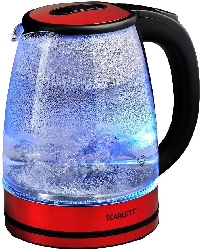 Чайник электрический Scarlett SC-EK27G65, 1800Вт, красный и черный