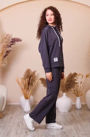 Костюм спортивный  Женский спортивный костюм, размер L, темно-серый — фото 1