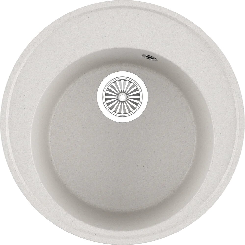 Мойка кухонная Domaci Солерно DN 485-01 кварцевая 48x48 круглая мойка для кухни белая матовая